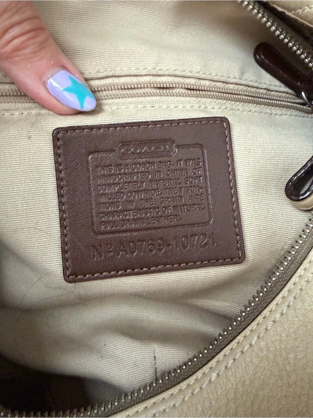 Coach Cream Leather Hobo with Brown Strap and Silver Hardware